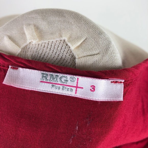 RMG Plus Size 2X Tunic Button Front Red Modest - Picture 3 of 6